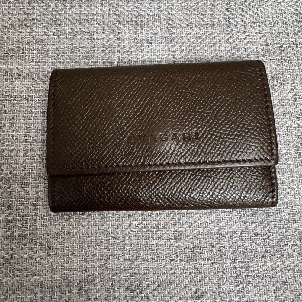 BVLGARI 6-Hook Key Holder – Brown Grained Leather – Made in Italy
